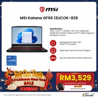 [Gaming l Pre-order] MSI Katana GF66 12UCOK-826 Gaming Laptop (i7-12650H,8GB,512GB SSD,RTX3050 4GB,15.6"FHD,W11H,Black) [ETA:3-5 working days]