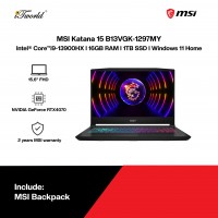 [Pre-order] MSI Katana 15 B13VGK-1297MY Gaming Laptop (i9-13900H,16GB,1TB SSD,RTX4070 8GB,15.6"FHD,W11H,Black,2Y) [ETA:3-5 working days]