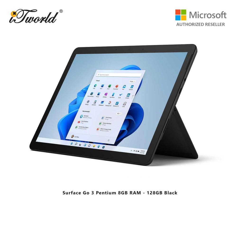 (Surface For Student 5% Off) Microsoft Surface Go 3 Pentium 6500Y/8GB RAM - 128GB Black - 8VA-00024 + Free 3 Months Pixlr Premium Access - Worth RM100