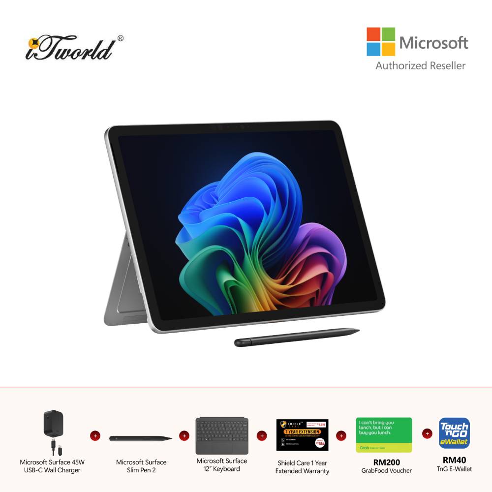 [Preorder 08 July 2025] Microsoft Surface Pro 12" Copilot + PC Snapdragon  ® X Plus (8 Core)/16GB - 512GB, Windows 11 Home - Platinum - EP2-27669