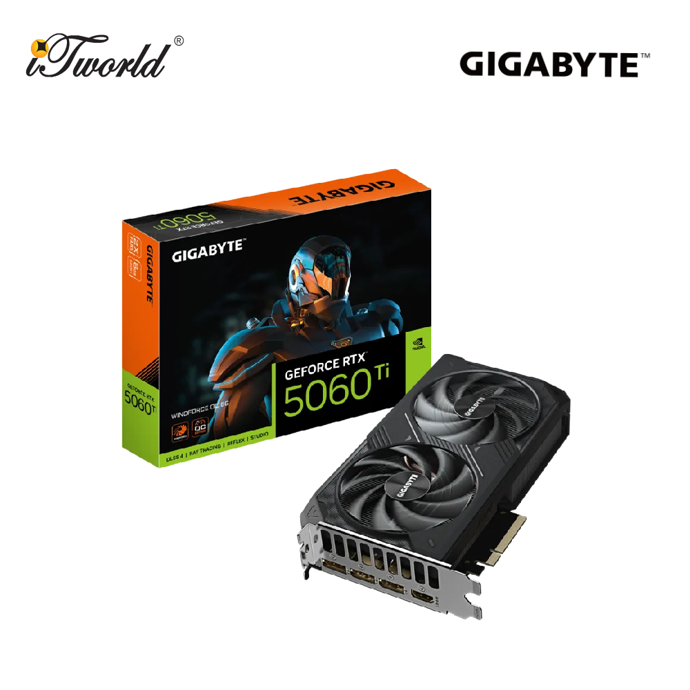 Gigabyte GeForce RTX 5060 TI Windforce 8G GDDR7 OC Edition Graphics Card (GV-N506TWF2OC-8GD) 9VN506TW08-00-G10
