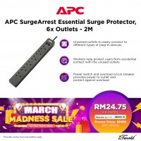 APC SurgeArrest Essential Surge Protector, 6x Outlets - 2M (PME6B-UK)
