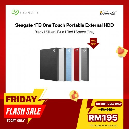 Seagate 1TB One Touch Portable External Hard Disk Drive with Password Protection - Black STKY1000400