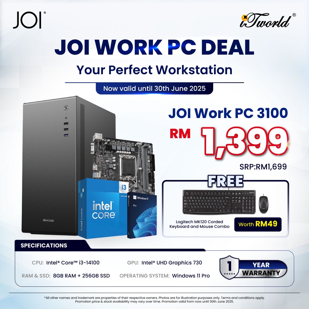 JOI Work PC 3100 (Intel  ® Core™ i3-14100/8GB RAM/256GB SSD/W11P)