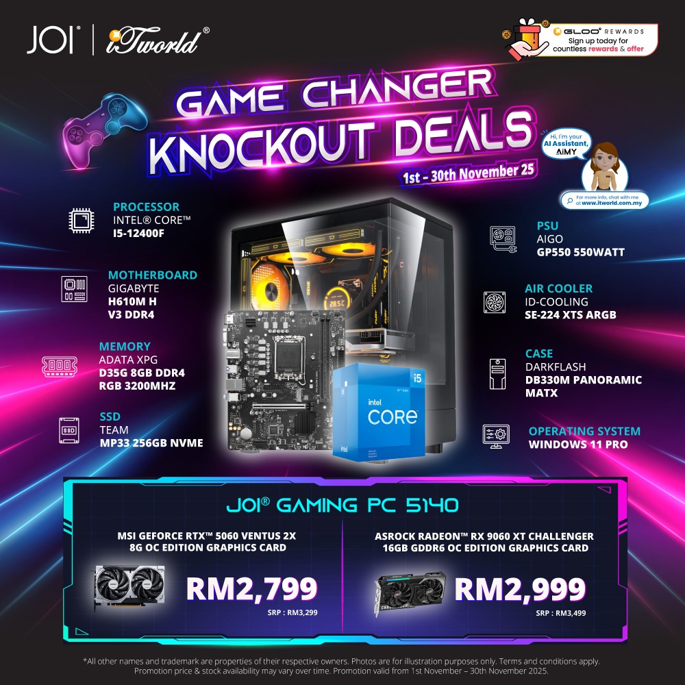 JOI Gaming PC 5140 (Intel Core i5-12400F/8GB RAM/256GB SSD/RTX 5060/W11P)