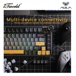 AULA AU75 Dark Green Orange Multi Mode Mechanical Keyboard with Bloomfield Switch 