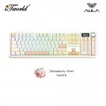 AULA F108 PRO Yellow White Coffee Multi Mode Mechanical Keyboard with Strawberry Mint Switch