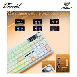 AULA F108 PRO Yellow White Coffee Multi Mode Mechanical Keyboard with Strawberry Mint Switch