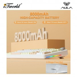 AULA F108 PRO Yellow White Coffee Multi Mode Mechanical Keyboard with Strawberry Mint Switch