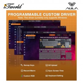 AULA F108 PRO Yellow White Coffee Multi Mode Mechanical Keyboard with Strawberry Mint Switch