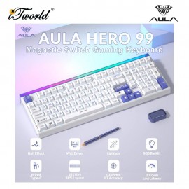AULA HERO99 White Blue Magnetic Keyboard with Wing Chun Magnetic Switch
