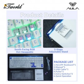 AULA HERO99 White Blue Magnetic Keyboard with Wing Chun Magnetic Switch