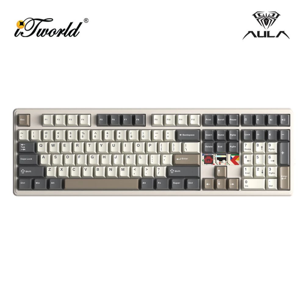 AULA F108 PRO V2 Vintage Pearl Multi Mode Mechanical Keyboard with Panda Switch 