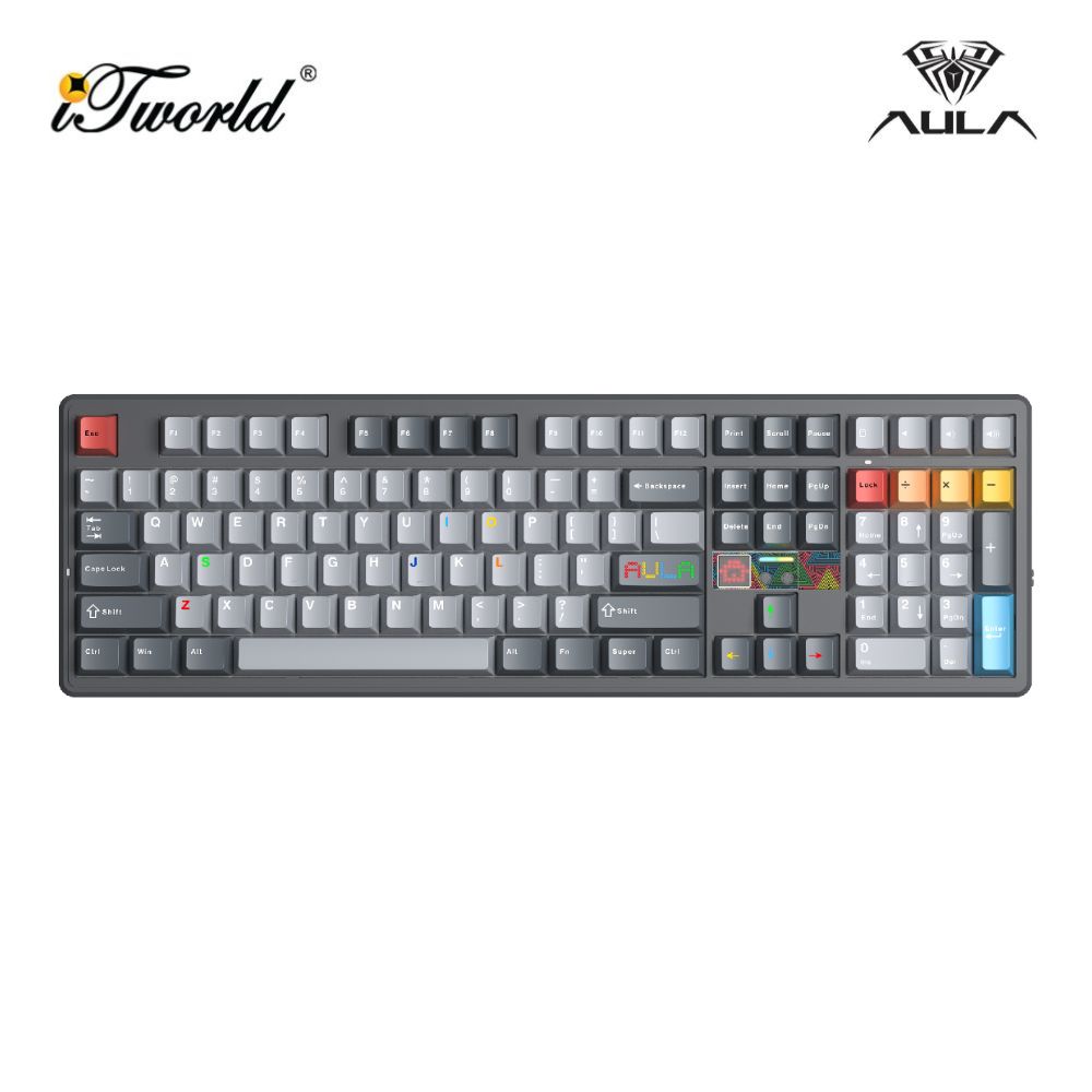 AULA F108 PRO V2 Gray Multi Mode Mechanical Keyboard with Seascape Switch