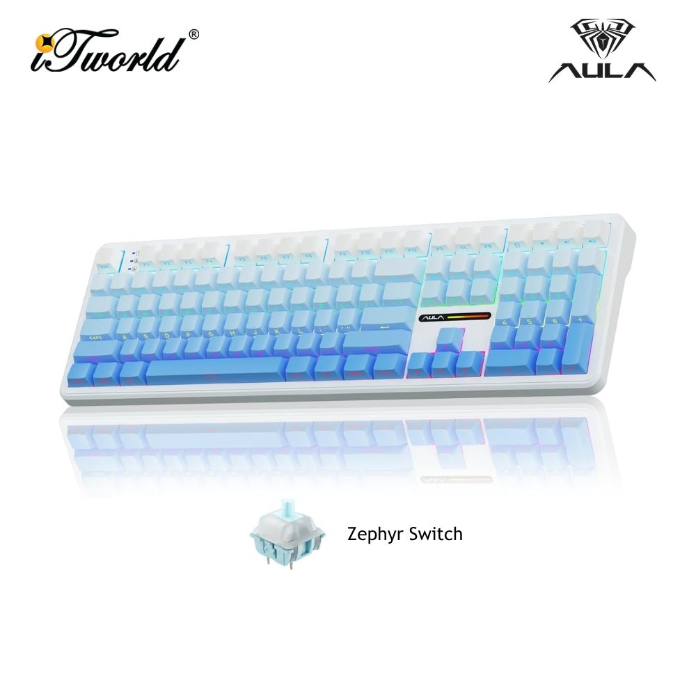 AULA F108 PRO Gradient Blue Multi Mode Mechanical Keyboard with Zephyr Switch