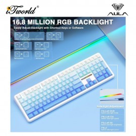 AULA F108 PRO Gradient Blue Multi Mode Mechanical Keyboard with Zephyr Switch
