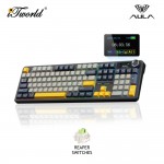 AULA F108 PRO Grey Yellow Multi Mode Mechanical Keyboard with Reaper Switch
