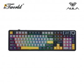 AULA F108 PRO Grey Yellow Multi Mode Mechanical Keyboard with Reaper Switch