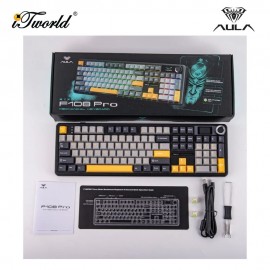 AULA F108 PRO Grey Yellow Multi Mode Mechanical Keyboard with Reaper Switch