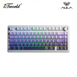 AULA F75 White Gradient Purple Multi Mode Mechanical Keyboard with Star Vector Switch 