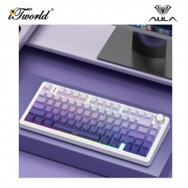 AULA F75 White Gradient Purple Multi Mode Mechanical Keyboard with Star Vector Switch 