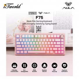 AULA F75 Gradient Pink Multi Mode Mechanical Keyboard with Dream Sakura Switch