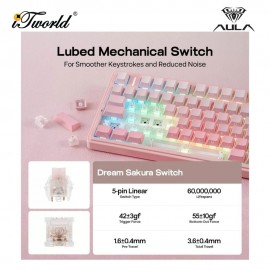 AULA F75 Gradient Pink Multi Mode Mechanical Keyboard with Dream Sakura Switch