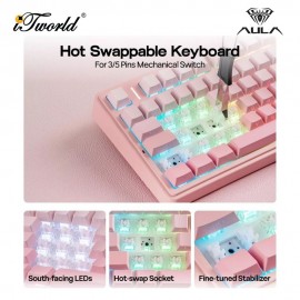 AULA F75 Gradient Pink Multi Mode Mechanical Keyboard with Dream Sakura Switch