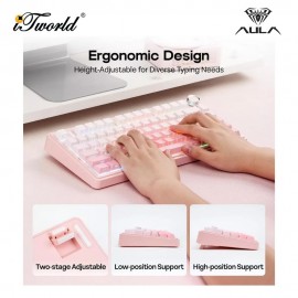 AULA F75 Gradient Pink Multi Mode Mechanical Keyboard with Dream Sakura Switch