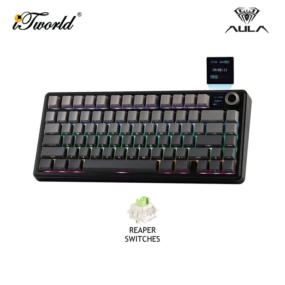 AULA F75MAX Gradient Grey Multi Mode Mechanical Keyboard with Reaper Switch 
