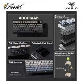 AULA F75MAX Gradient Grey Multi Mode Mechanical Keyboard with Reaper Switch 