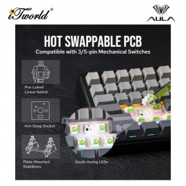 AULA F75MAX Gradient Grey Multi Mode Mechanical Keyboard with Reaper Switch 