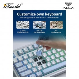 AULA AU75 Sea Salt Blue Multi Mode Mechanical Keyboard with Star Vector Switch