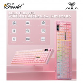 AULA F108 PRO Pink Multi Mode Mechanical Keyboard with Caramel Latte Switch