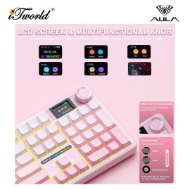 AULA F108 PRO Pink Multi Mode Mechanical Keyboard with Caramel Latte Switch