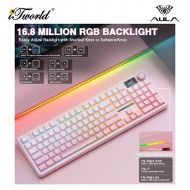 AULA F108 PRO Pink Multi Mode Mechanical Keyboard with Caramel Latte Switch