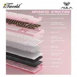 AULA F108 PRO Pink Multi Mode Mechanical Keyboard with Caramel Latte Switch