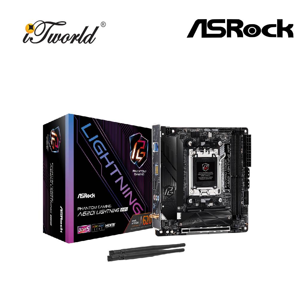 ASRock Phantom Gaming A620I Lightning WiFi ITX Motherboard 90-MXBMN0-A0UAYZ