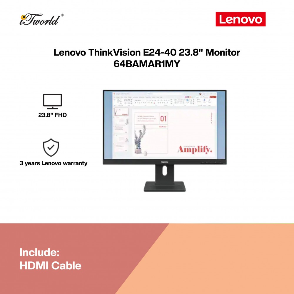 Lenovo ThinkVision E24-40 23.8" Monitor 64BAMAR1MY