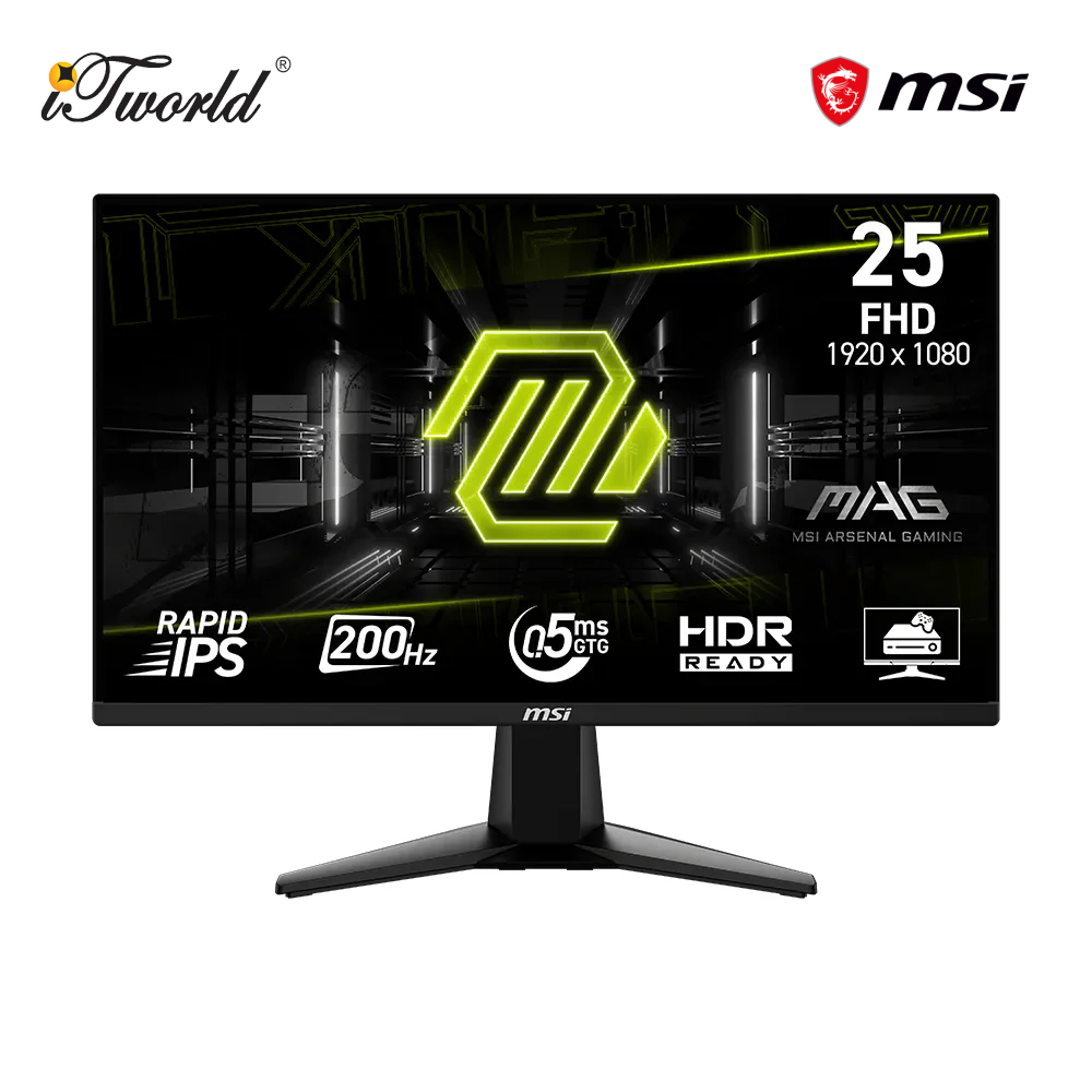 MSI MAG255F E20 24.5" Flat Rapid IPS FHD 200Hz Gaming Monitor (9S6-3BC21M-051)