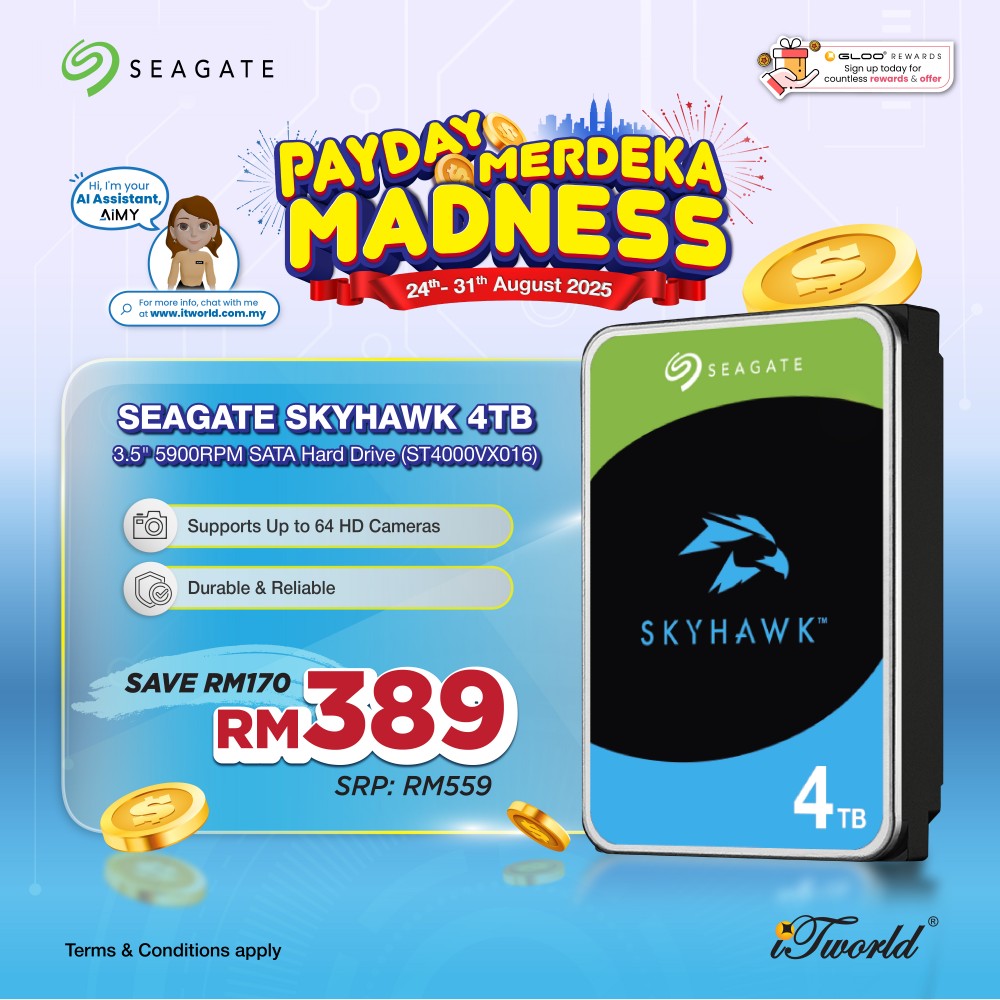 Skyhawk 4TB 3.5" 5900RPM SATA Hard Drive (ST4000VX016)