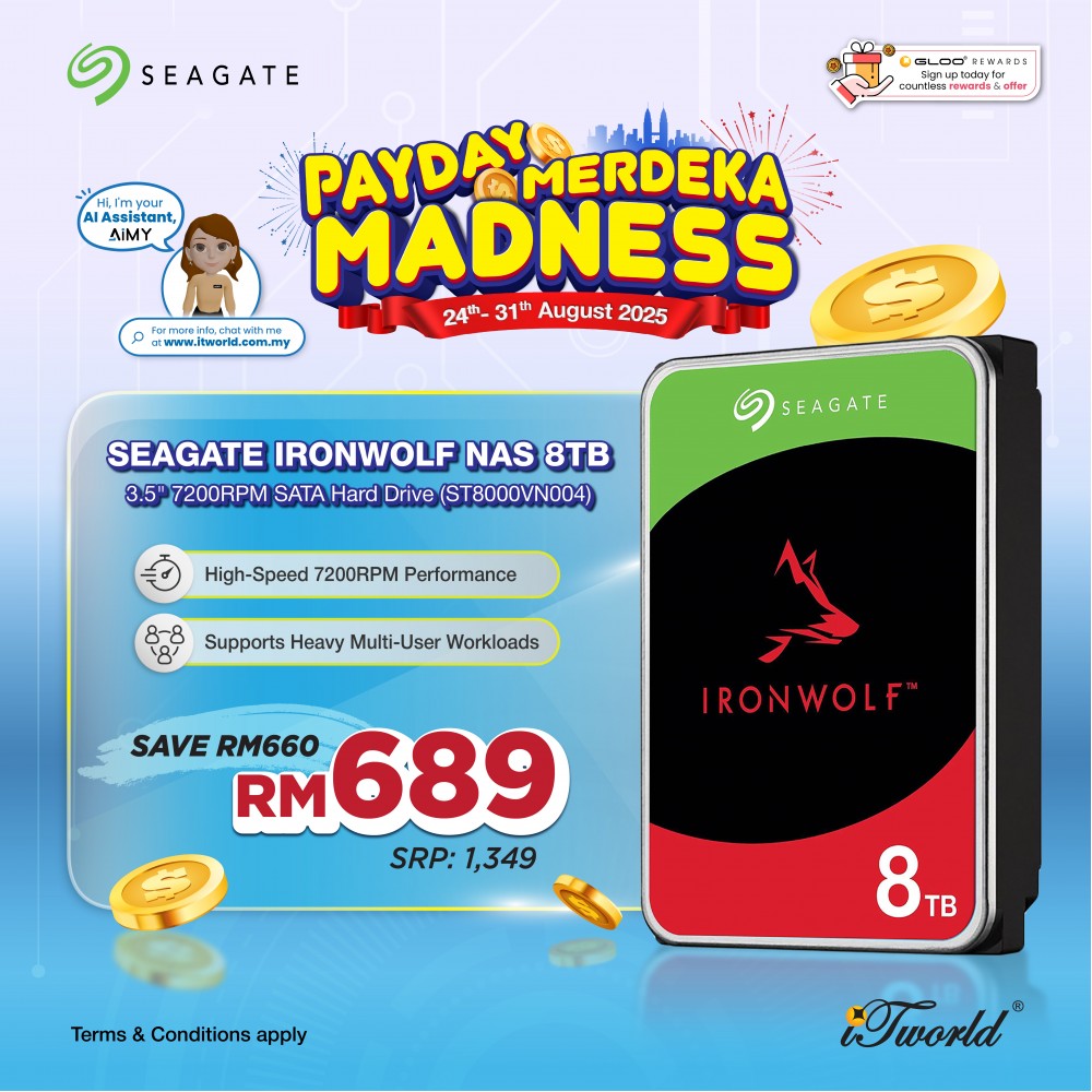IronWolf NAS 8TB 3.5" 7200RPM SATA Hard Drive (ST8000VN004)