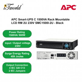 APC Smart-UPS C 1500VA  Rack Mountable LCD RM 2U 230V SMC1500I-2U - Black