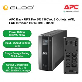 APC Back UPS Pro BR 1300VA, 8 Outlets, AVR, LCD Interface BR1300MI - Black