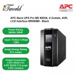 APC Back UPS Pro BR 900VA, 6 Outlets, AVR, LCD Interface BR900MI - Black
