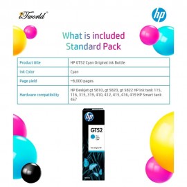 HP GT52 Cyan Original Ink Bottle M0H54AA