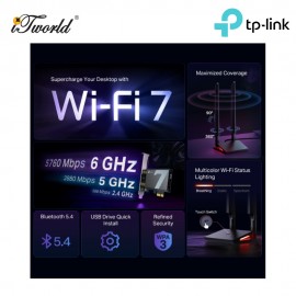 TP-Link TBE550E|BE9300 Wi-Fi 7 Bluetooth 5.4 PCIe Adapter