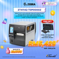ZEBRA ZT411 4-inch Industrial Thermal Transfer Printer 203 dpi with 4.3-inch Color Touch Display, UK/AU/JP/EU Cords, USB, 10/100 Ethernet, Bluetooth 4.1/MFi,  (ZT41142-T0P0000Z)