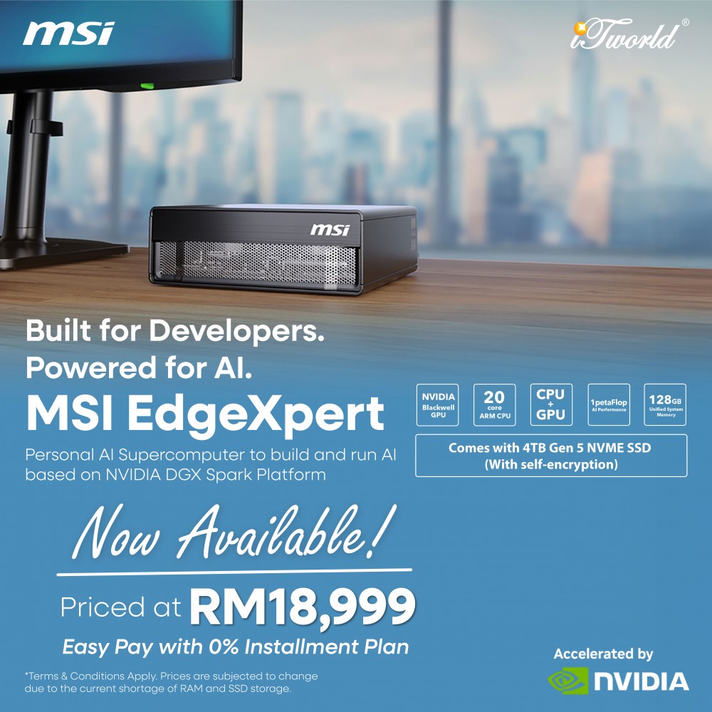MSI AI Supercomputer EdgeXpert-42SMY BGB104TG5 (NVIDIA Blackwell, 20 Core Arm, 128GB,4TB, NVIDIA DGX OS)