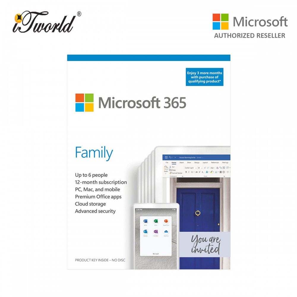 Microsoft Office 365 Family (ESD) 15 Months Pocket Card [Previously Known as Office 365 Home] - 6GQ-01403